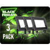 ✾ LED reflektor, 200W, 17600LM, 110°, IP65, čierny/3-PACK!