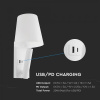 LED lampa k posteli 2W, 60lm, USB/PD, CREE CHIP, biela/2-PACK!
