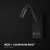 LED lampa k posteli 3W, 120lm, CREE CHIP,  USB-C+USB, čierna/2-PACK!