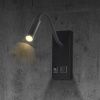 LED lampa k posteli 3W, 120lm, CREE CHIP,  USB-C+USB, čierna/2-PACK!