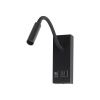 LED lampa k posteli 3W, 120lm, CREE CHIP,  USB-C+USB, čierna/2-PACK!