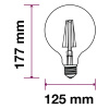 E27 LED RETRO FILAMENT ŽIAROVKA 6W, (806LM), G125, SAMSUNG CHIP - ZÁRUKA 5 ROKOV