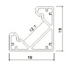 Hliníkový profil rohový PCB-12mm, 2000x19x19 mm