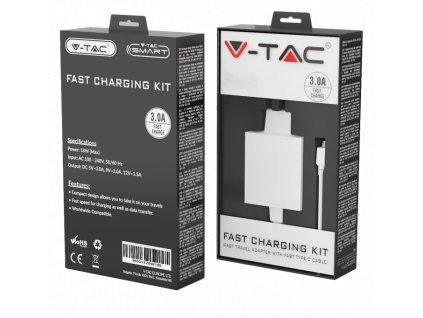 Komplet brzosti s putničkim adapterom+USB-C kabel, bijelo