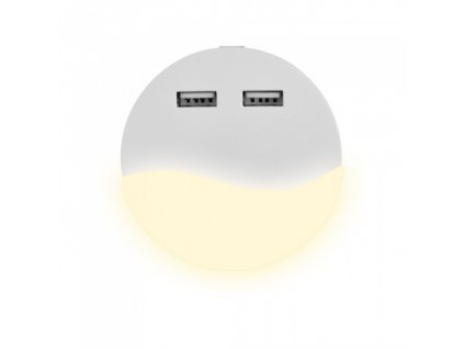 LED noćno svjetlo 0,4w (10lm), 2xusb, okrugli