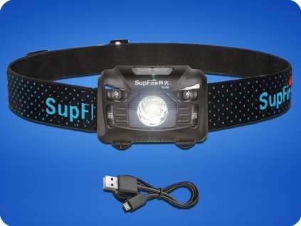 LED punjiva čvrstoća Supfire HL06, 3 načina+SOS+senzor, punjenje putem Micro-USB, 5W, 500lm, 300m