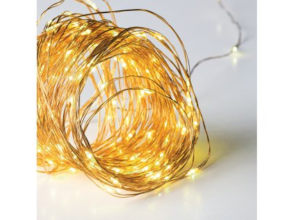 LED dekorativni lanac 20m, 200bnica, WW, 8 funkcija, s adapterom, zlatnim bačvom [X01200132]