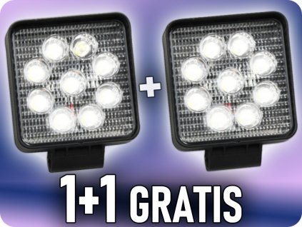 LED Epistar Radno svjetlo, kvadrat, 27W, 2200lm, 12/24V, IP67, 1+1 gratis! [L0077S]