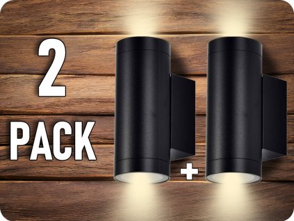 LED zidna svjetiljka 2xGU10, IP54, crna/2-PACK!