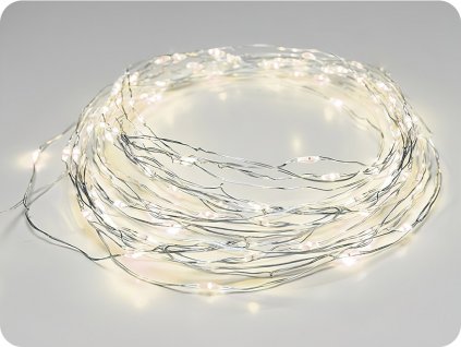 LED ukrasni lančić 20m, 200LED, WW, 8 funkcija, s adapterom, srebrna [X01200112]