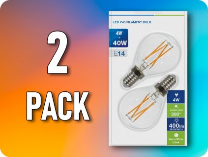 LED filament žarulja E14, 4W, 400lm, P45, 2700K/2-PACK!