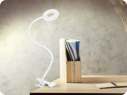 Solight LED stolna lampa s mogućnošću prigušivanja i kopčom 8W, 300lm, DC5V, podesiva temperatura svjetla, USB, bijela [WO66-W]