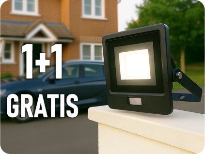 LED reflektor s PIR senzorom 30W, 2340lm, crni, 1+1 gratis!