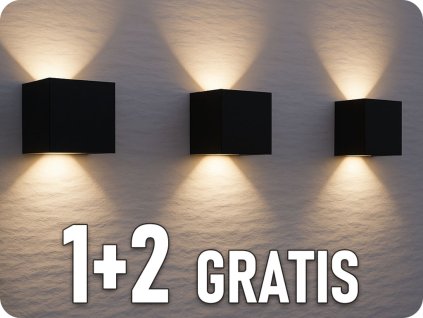 LED zidna svjetiljka 2x3W, 450lm, IP54, crna, 1+2 gratis!