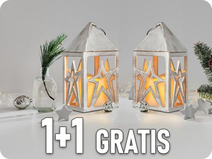 Drveni lampion s LED svijećom, 1+1 gratis! [1V232]