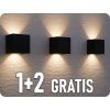 LED zidna svjetiljka 2x3W, 450lm, crna, 1+2 gratis!