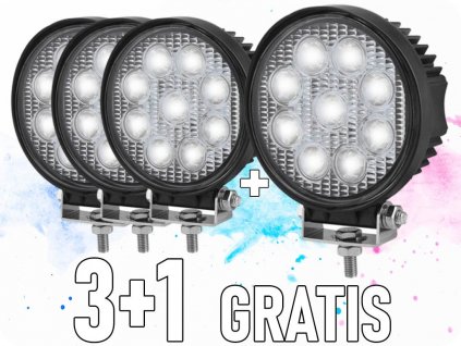 LED delovna luč Epistar, 27W, okrogla 2200 lm, 12/24V, IP67, 3+1 gratis! [L0076]