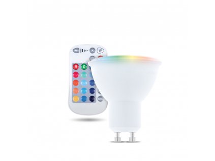 LED žarnica GU10, RGB+W, 5W, 250lm, z daljinskim upravljalnikom, 3000K