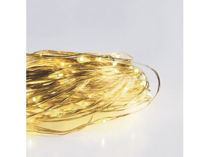 Dekorativna veriga LED 10 m, 100LED, WW, 8 funkcij, z adapterjem, zlati baker [X01100132]
