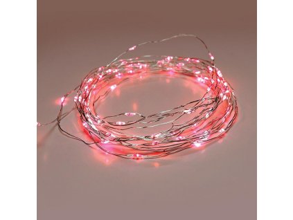 Dekorativna veriga LED 10 m, 100LED, rdeča, 8 funkcij, z adapterjem, srebrni baker [XSW100RAF44]