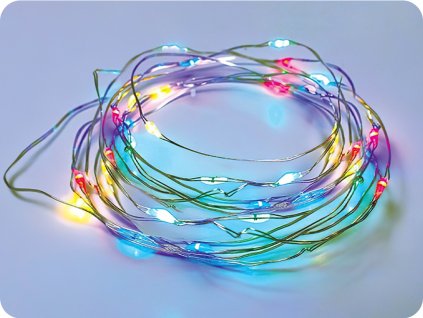 LED dekorativna veriga 10m, 100LED, RGB, 8 funkcij, z adapterjem, srebrni baker [X01100312]