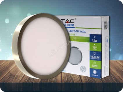 LED PANEL 12W, okrogel (1000LM), satenast nikelj