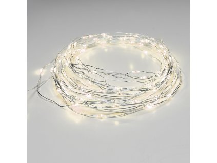 LED okrasna veriga 10m, 100LED, WW, 8 funkcij, z adapterjem, srebrno bakrena [X01100112]