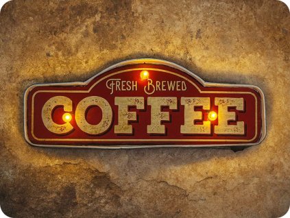 Forever Light LED retro kovinski znak Fresh Brewed Coffee [RTV100462]