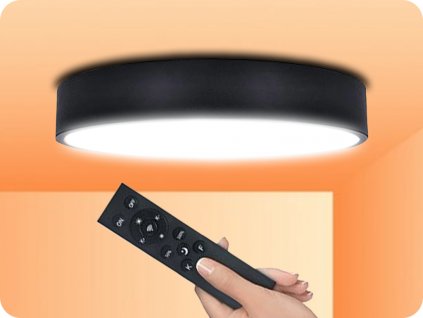 Solight LED svetilka z daljinskim upravljalnikom, 36W, 2300lm, Ø30cm, menjava barve, zatemnitev, črna [WO798-1-B]