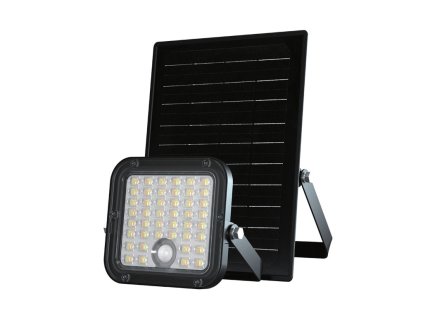 SOLARNI LED REFEKTOR Z DALJINSKIM UPRAVLJANJEM IN PIR SENZORJEM 10W, 1500LM, 2V1 4000K+6000K, ČRN