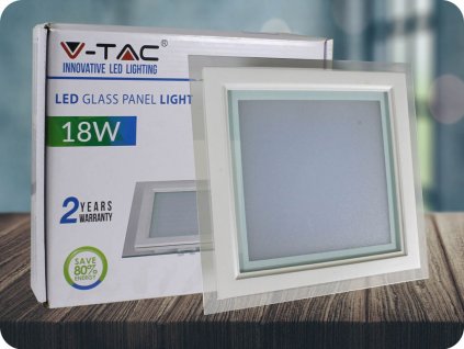 LED vgradna kvadratna plošča, steklo, 18W