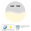 LED nočna luč 0,4 W (10 lm), 2xUSB, okrogla