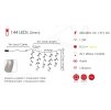 LED Rain, 3m, 144LED, 24x veja, dolžina veje 60cm, 8 funkcij, z adapterjem, IP44, RGBY [X08144322]