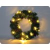 Božični venček Solight, premer 30cm, 15LED, 3x AA, IP44, časovnik [1V239]