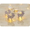 LED veriga Reindeer white metal 1.35m, 10LED, 2xAA, WARM, brez funkcij, transp. kabel