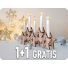 LED leseni svečnik, 5xLED, naravni les, 1+1 gratis! [1V222]