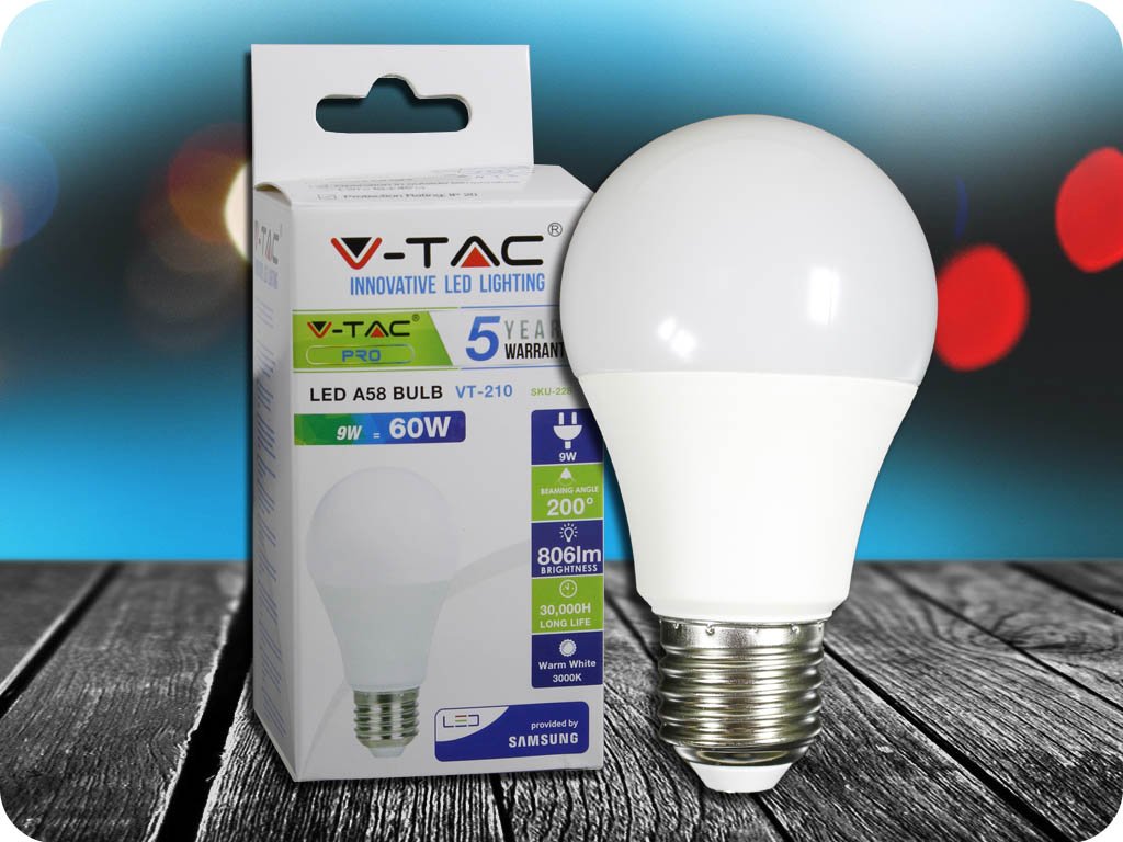 E27 LED ŻARÓWKA 9W (806 LM), A58, SAMSUNG CHIP - GWARANCJA 5 LAT!