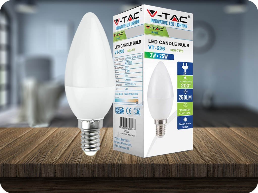 E14 Żarówka LED 3W (250lm), ŚWIECZKA