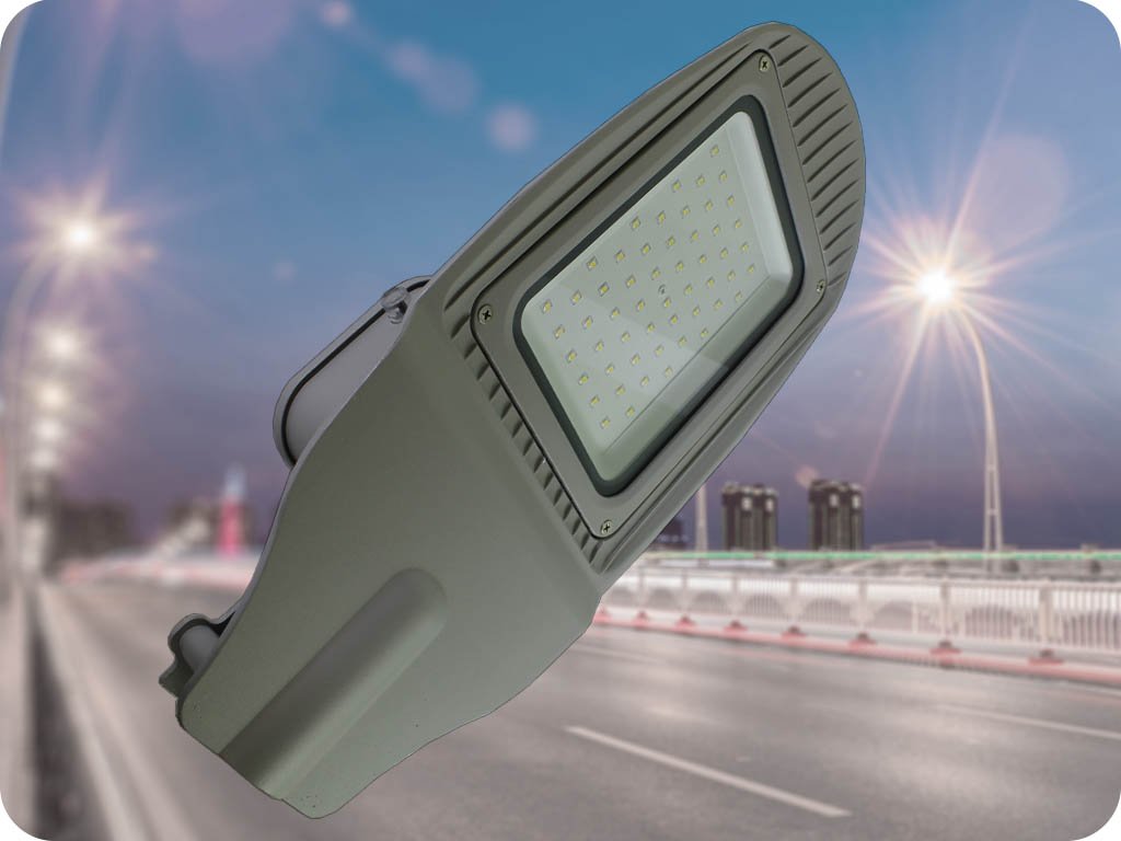 Lampa uliczna LED z czujnikiem zmierzchu 50W (4000LM), szara