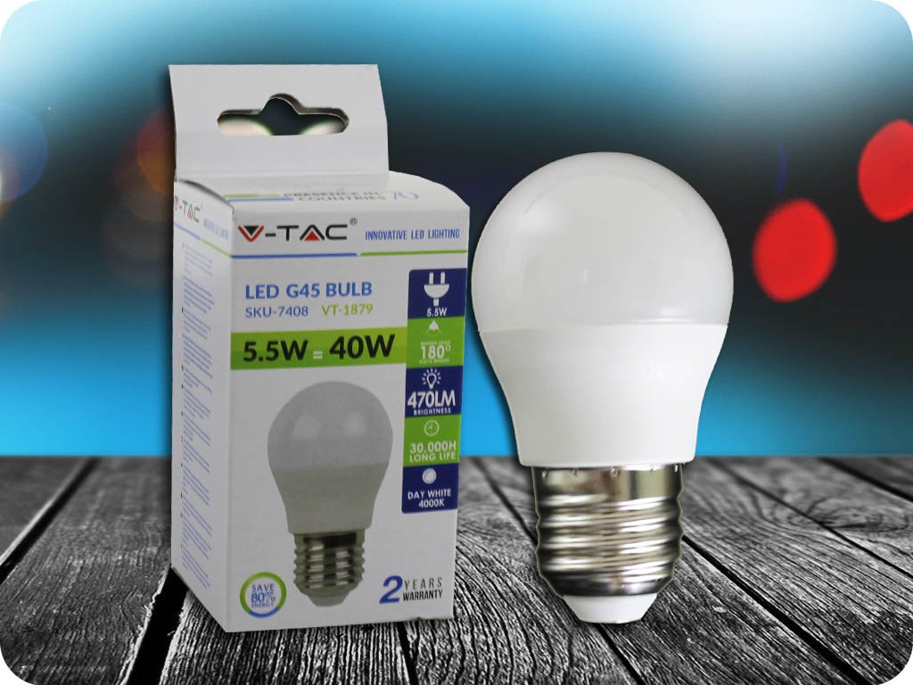 E27 LED ŻARÓWKA 5.5W (470 lm), G45