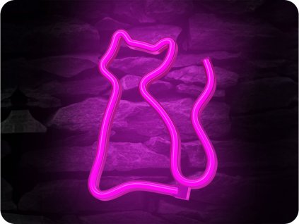 Dekoracja Forever Light Neon LED - KOT RÓŻ, 3xAA/USB [RTV100210]