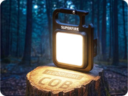 Superfire ładowalna latarka LED do breloczka, karabińczyk + magnes, MX16, 9 W, 600 lm, 500 mAh, 5800 K, USB-C, IP44, 4 tryby [MX16]
