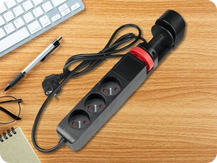 BIURKOWA LISTWA ZASILAJĄCA 3 GNIAZDA, 3XUSB, 1,5 M, CZARNA [PF1515]