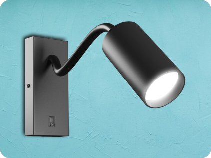 SPECTRUM LAMPA ŚCIENNA DO ŻARÓWEK GU10, ELASTYCZNA Z PRZEŁĄCZNIKIEM, CZARNA [SLIP006024]
