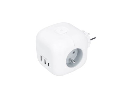 ROZGŁADZACZ CUBE, 3 GNIAZDA 230V + USB A+C, PRZEŁĄCZNIK [P110C]