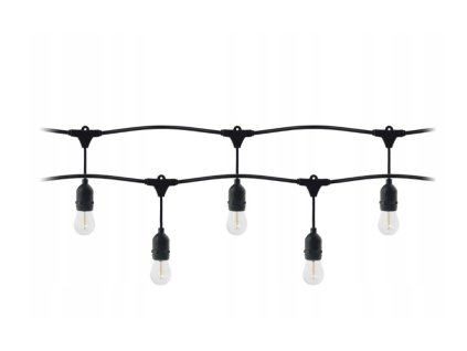 Łańcuch świetlny LED 10m+10 żarówek E27 1W, 80ml, czarny [LG-3/10M/E27/3]