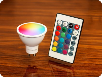 Żarówka LED GU10 RGB+W, 4,8W, 440lm z pilotem [RTV9000082]