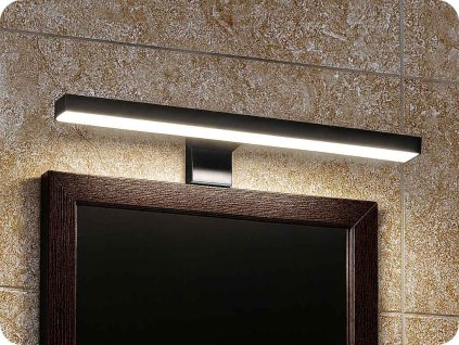 Oświetlenie łazienkowe LED nad lustrem 12W, 780lm, czarne [WO828-BLK]