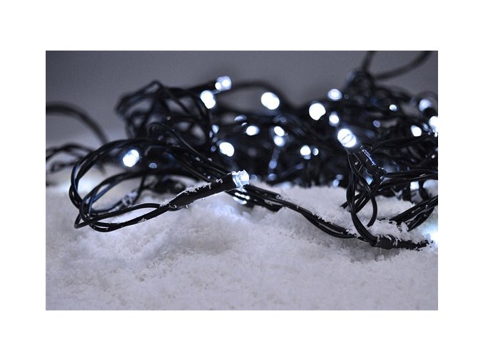 Świąteczny łańcuch Solight LED, 200 diod LED, 10 m, przewód 5 m, 8 funkcji, IP44, zimna biała (1V06-W)