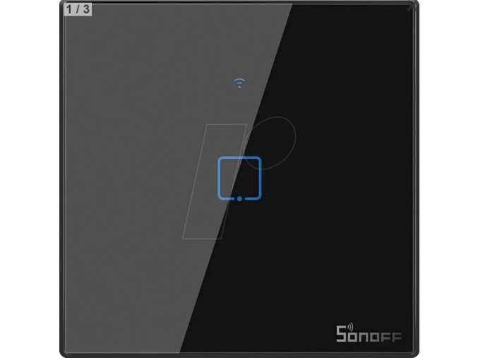 IInteligentny 1-przełącznik czarny WiFi + RF433 Sonoff typ T3EU1C-TX (1 kanał), 2A, max. 480W, szkło hartowane